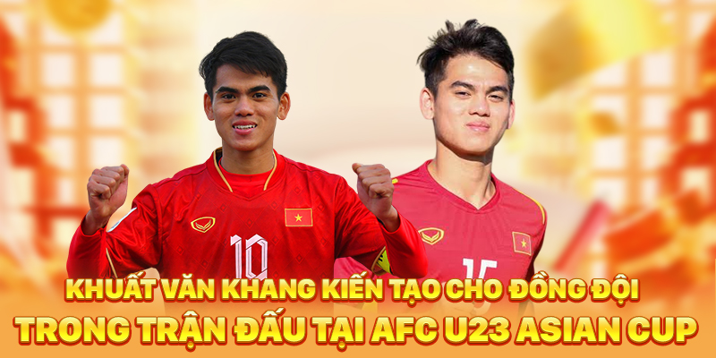 Khuất Văn Khang kiến tạo cho đồng đội trong trận đấu tại AFC U23 Asian Cup